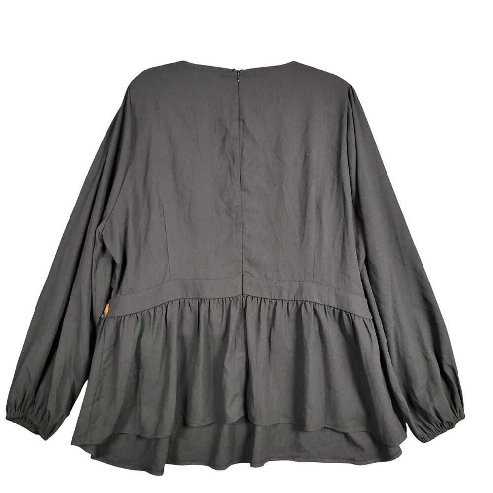 NWT SAVANNA JANE Black Orange Fall Floral Embroidery Cut Out Peasant Top SIZE 2X - Picture 2 of 13
